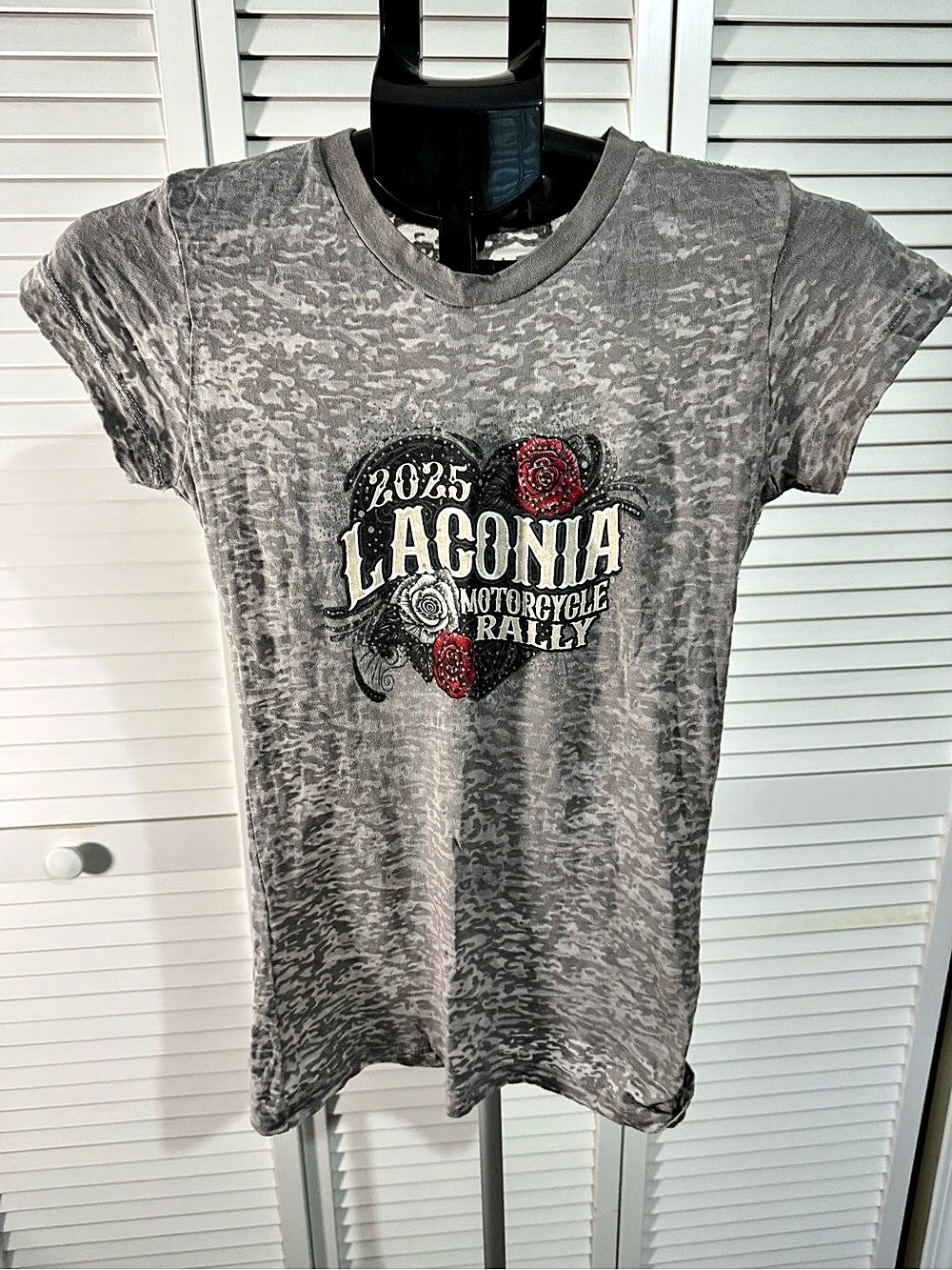 Hot Leathers Laconia Motorcycle Rally Burnout T-Shirt Gray Medium